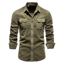 Herrenhemden Langarm Atmungsaktiv Modernes Design – Olive