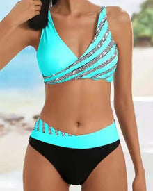 Asymmetrischer Bikini | Modernes Design | Perfekte Passform – Blaugrün