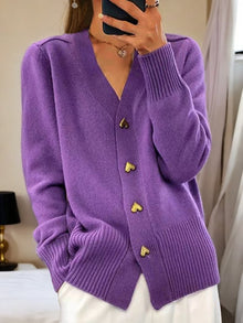Hüftlanger Cardigan Mit Knopfleiste - Frida – Lila