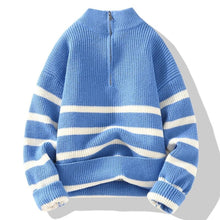Stylischer Strickpullover Mit Hohem Kragen Und Reissverschluss Für Damen | Ideal für den Winter – Blauw