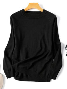 Übergroßer Gestreifter Strickpullover Mit Rundhalsausschnitt Für Damen | Ideal für den Winter – Schwarz