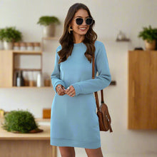 Lässiges Rundhals Kleid Pullover Für Damen | Ideal für den Winter – Hellblau