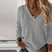 Eleganter Wollpullover mit V-Ausschnitt für Damen | Ideal für den Winter – Grau