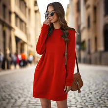 Lässiges Rundhals Kleid Pullover Für Damen | Ideal für den Winter – Rot