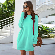 Lässiges Rundhals Kleid Pullover Für Damen | Ideal für den Winter – Mintgrün