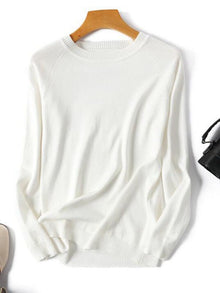 Übergroßer Gestreifter Strickpullover Mit Rundhalsausschnitt Für Damen | Ideal für den Winter – Weiß
