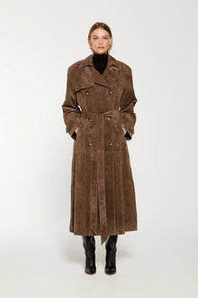 Zavithaya | Trenchcoat aus Wildleder – Braun