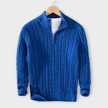 Lorenzo - Gemütlicher & Eleganter Half-Zip Pullover – Blau