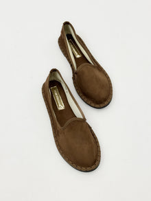 Fri | Damen Friulanische Samt-Schuhe – Weiche Samt Hausschuhe – Braun