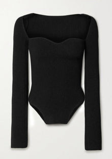 Damen Schwarz Gestrickt Lang Shirt – Schwarz