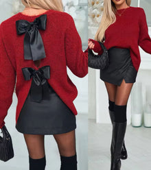 Kuscheliger Pullover | Schleifen-Dekor & modischer Schnitt | Femininer Look – Rot