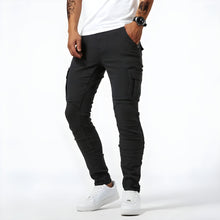 Schlanke Herren-Cargohose mit Multi-Pocket-Design – Schwarz