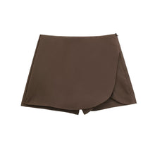 Damen Hohe Taille mit Shorts Mini Röck – Braun