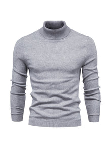 Eleganter Herren Rollkragenpullover aus Merinowolle – Grau