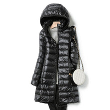 Warme Winter-Steppjacke für Damen mit Kapuze – Schwarz