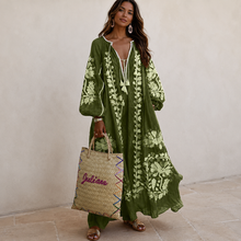 Nelia - Lockeres Boho-Sommerkleid mit Blumenprint – Grün