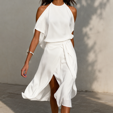 Celestine - Midikleid mit ungleichmäßigem Saum – Weiß