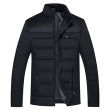 Isolierte Herren-Pufferjacke mit hohem Kragen – Schwarz