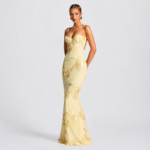 Norma - Stilvolles Maxikleid mit Blumenprint – Gelb