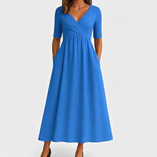 Piper - Midikleid mit kurzen Ärmeln – Blau