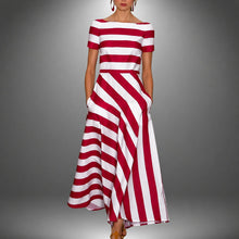 Darcie - Gestreiftes A-Linien-Maxikleid – Rot
