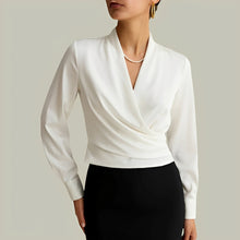 Livia - Elegante Langarm-Wickelbluse – Weiß