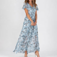 Lea - Ein vielseitiges Blumen-Midikleid für jede Gelegenheit – Blau