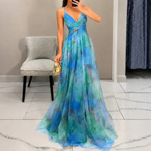 Michelle - Florales Maxikleid – Blau