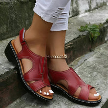 Donna - Bequeme Offene Keilsandalen – Rot