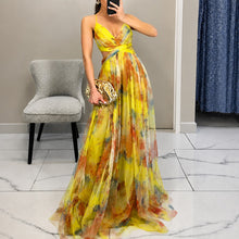 Michelle - Florales Maxikleid – Gelb