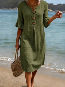 Deborah - Schickes Kleid mit Rüschenärmeln – Grün