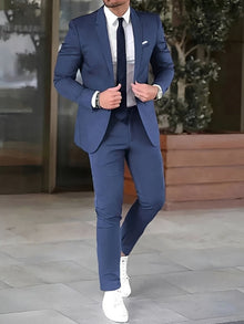 Zion - Formeller Slim Fit Anzug – Blau