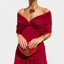 Bernice - Elegantes Gerafftes Maxikleid – Rot
