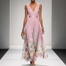 Tanisha - Florales Chiffon-Maxikleid – Rosa