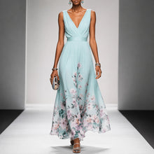 Tanisha - Florales Chiffon-Maxikleid – Hellgrün