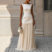 Alice - Elegantes Ärmelloses Schlankes Maxikleid – Beige