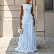 Alice - Elegantes Ärmelloses Schlankes Maxikleid – Blau