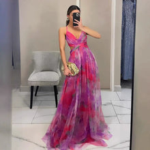 Imogen | Elegantes Maxikleid – Lila/Rosa