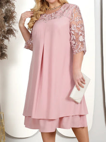 Sasa – Damen-Spitzenkleid in Übergröße – Rosa