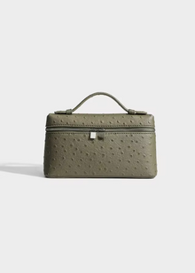 Sling Clutch Handtasche Damen – Vegane Clutch Tasche mit Straußenprägung – Grün