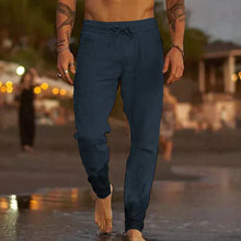 Leinen Strandhose – Dunkelblau