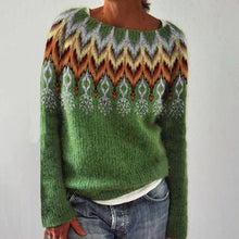 Damen Retro-Pullover mit geripptem Saum – Hellgrün