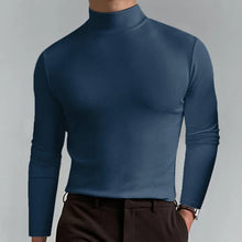 Herren Slim-Fit Rollkragenpullover mit langen Ärmeln – Marineblau