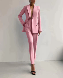 Marva - Damen Blazer‑Hosen‑Set – Rosa