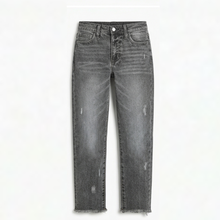 Damen Retro Fransen Jeans – Grau