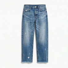 Damen Retro Fransen Jeans – Klassisch Blau