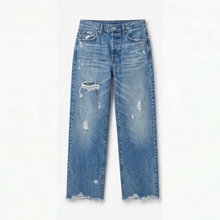 Damen Retro Fransen Jeans – Mittelblau