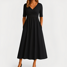 Maïka - Stilvolles Kleid mit V-Ausschnitt – Schwarz