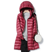 Warme Winter-Steppjacke für Damen mit Kapuze – Dunkelrosa