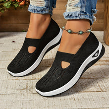 Lydia | Damen Slip-On Strick-Sneaker zum Gehen – Schwarz